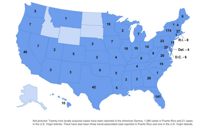 Zika Cases in the United States to Date