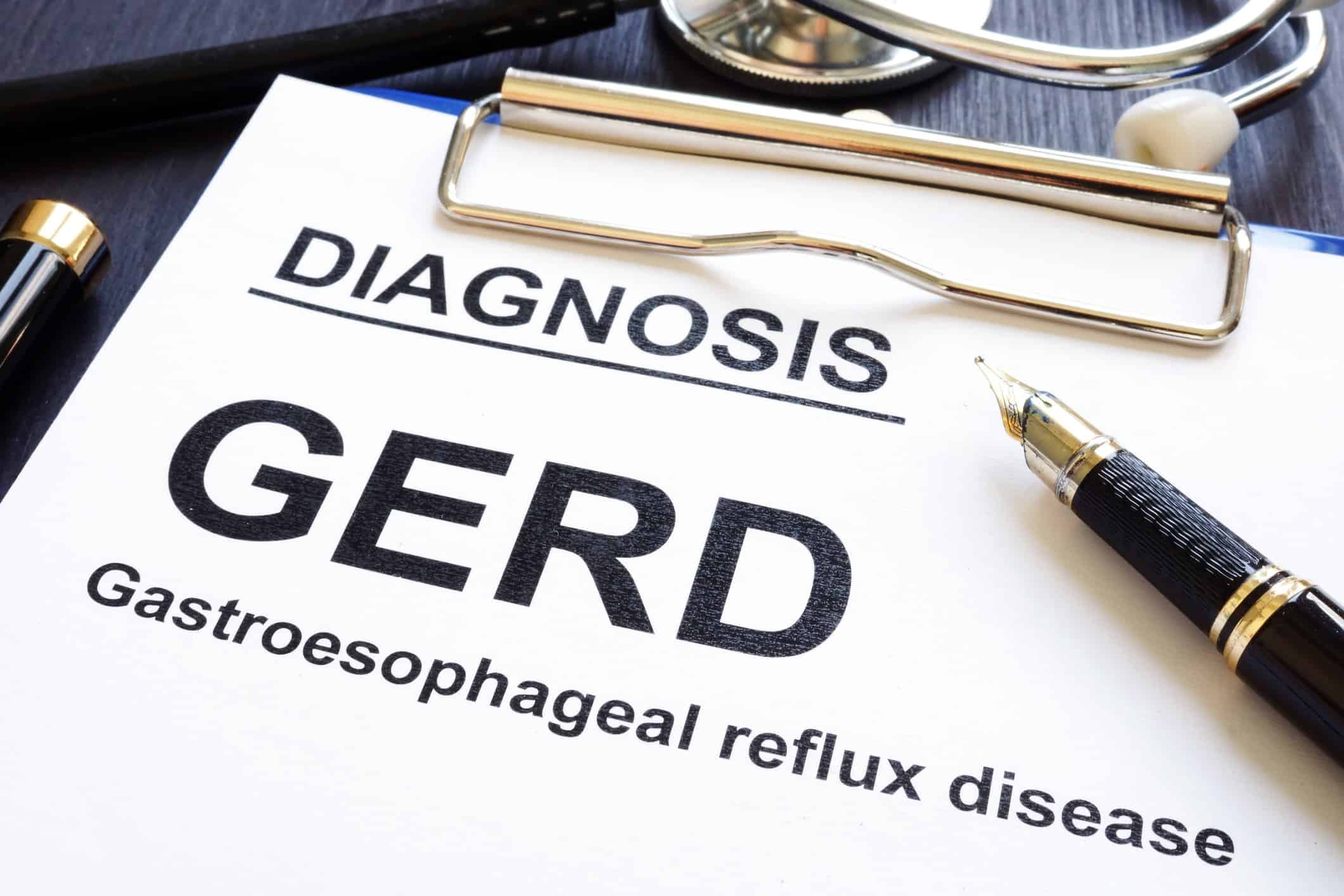 Gastroesophageal reflux disease GERD on a clinic desk.