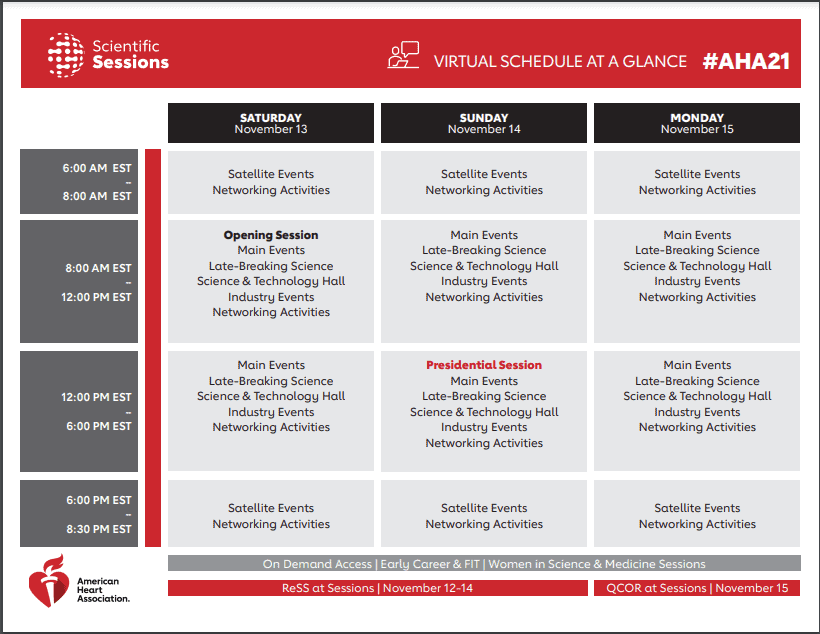 AHA Scientific Sessions: Virtual Schedule at a Glance
