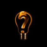 Question mark inside a bulb, quiz, poll, survey, burning question