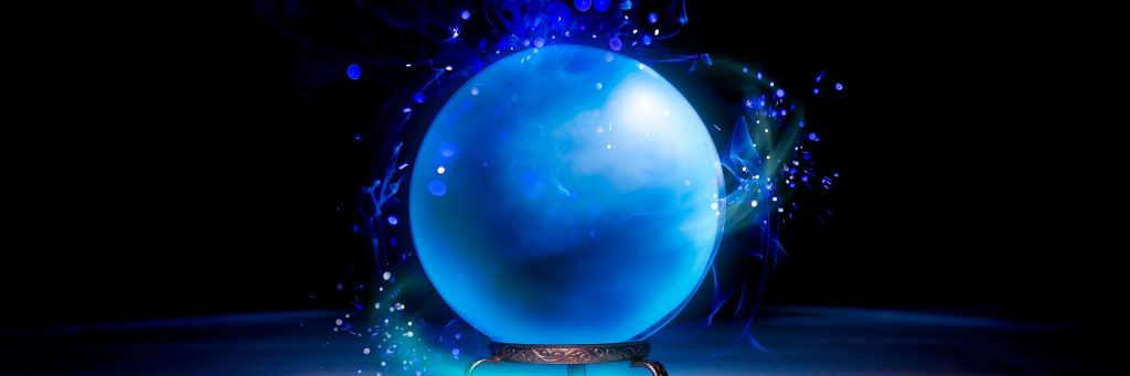fortune teller's crystal ball on black background, predict, prediction, future, photo