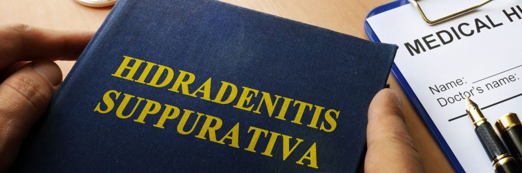 Book with title Hidradenitis Suppurativa on a table